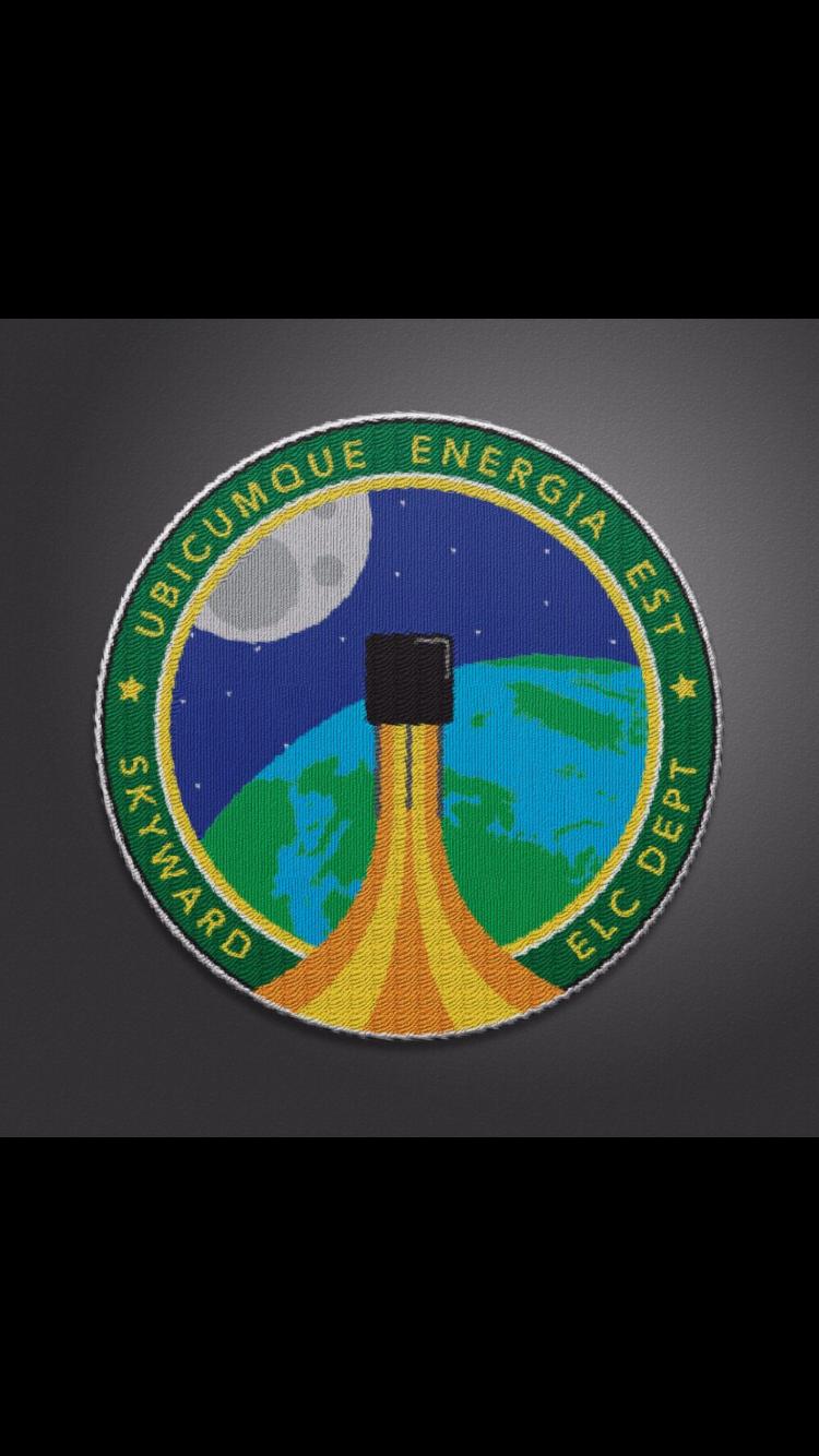 The patch of Skyward's electronics department: ubicumque energia est