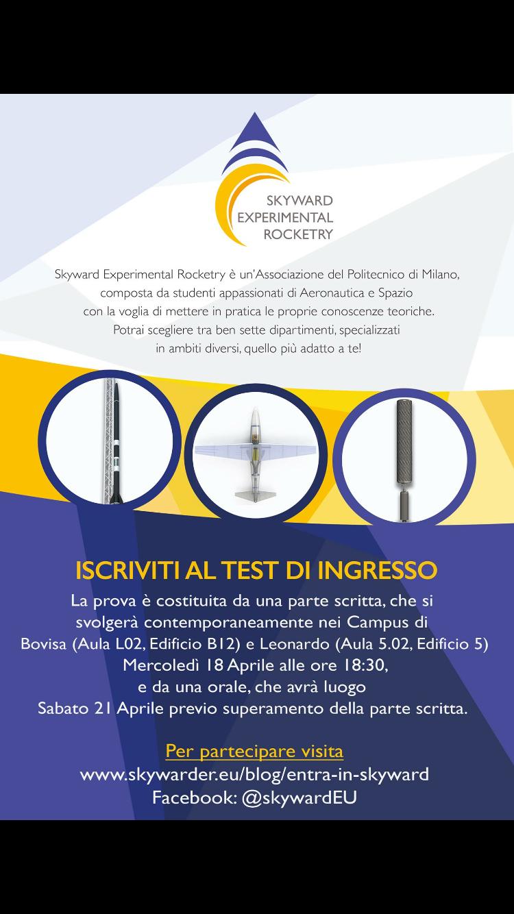 Skyward's recruitment poster at Politecnico